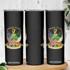 Proud To Be Irish American Skinny Tumbler Vintage Ireland USA Flag Shamrock Harp TS11 Print Your Wear