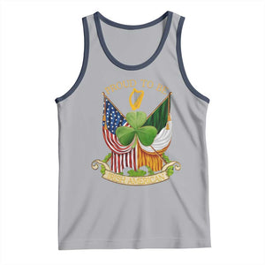 Proud To Be Irish American Tank Top Vintage Ireland USA Flag Shamrock Harp TS11 Athletic Heather Navy Print Your Wear