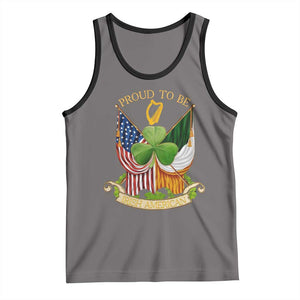Proud To Be Irish American Tank Top Vintage Ireland USA Flag Shamrock Harp TS11 Deep Heather Black Print Your Wear