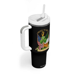 Proud To Be Irish American Tumbler With Handle Vintage Ireland USA Flag Shamrock Harp TS11 Print Your Wear