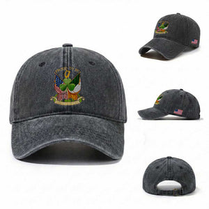 Proud To Be Irish American Washed Cotton Baseball Cap Vintage Ireland USA Flag Shamrock Harp TS11 Washed Cap Universal Fit Dark Gray Print Your Wear