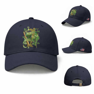 Irish Pride Baseball Cap Erin Go Bragh Harp Shamrock St Patrick's Day TS11 Baseball Cap Universal Fit Navy Print Your Wear