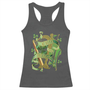 Irish Pride Racerback Tank Top Erin Go Bragh Harp Shamrock St Patrick's Day TS11 Dark Heather Print Your Wear