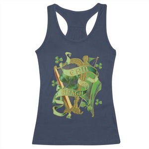 Irish Pride Racerback Tank Top Erin Go Bragh Harp Shamrock St Patrick's Day TS11 Navy Print Your Wear