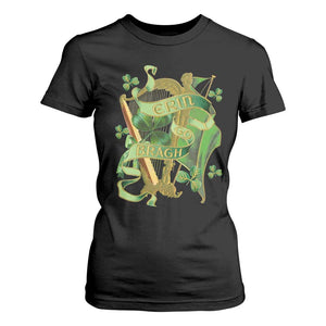 Irish Pride T Shirt For Women Erin Go Bragh Harp Shamrock St Patrick's Day TS11 Black Print Your Wear