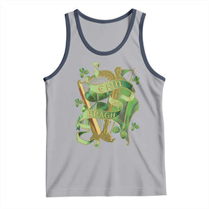 Irish Pride Tank Top Erin Go Bragh Harp Shamrock St Patrick's Day TS11 Athletic Heather Navy Print Your Wear