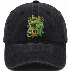 Irish Pride Washed Cotton Baseball Cap Erin Go Bragh Harp Shamrock St Patrick's Day TS11 Print Your Wear