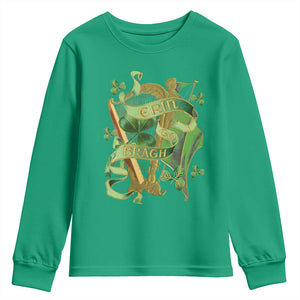 Irish Pride Youth Sweatshirt Erin Go Bragh Harp Shamrock St Patrick's Day TS11 Irish Green Print Your Wear