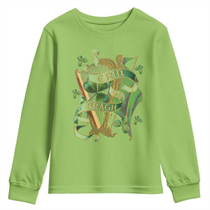Irish Pride Youth Sweatshirt Erin Go Bragh Harp Shamrock St Patrick's Day TS11 Lime Print Your Wear