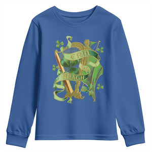 Irish Pride Youth Sweatshirt Erin Go Bragh Harp Shamrock St Patrick's Day TS11 Royal Blue Print Your Wear