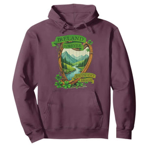 Irish Pride Hoodie Ireland Forever Erin Go Bragh Harp Shamrock TS11 Maroon Print Your Wear