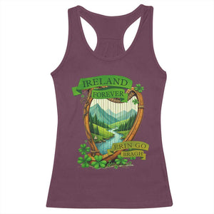 Irish Pride Racerback Tank Top Ireland Forever Erin Go Bragh Harp Shamrock TS11 Maroon Print Your Wear