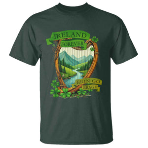 Irish Pride T Shirt Ireland Forever Erin Go Bragh Harp Shamrock TS11 Dark Forest Green Print Your Wear