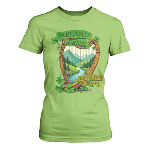 Irish Pride T Shirt For Women Ireland Forever Erin Go Bragh Harp Shamrock TS11 Lime Print Your Wear