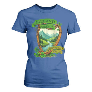 Irish Pride T Shirt For Women Ireland Forever Erin Go Bragh Harp Shamrock TS11 Royal Blue Print Your Wear