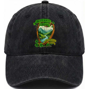 Irish Pride Washed Cotton Baseball Cap Ireland Forever Erin Go Bragh Harp Shamrock TS11 Print Your Wear