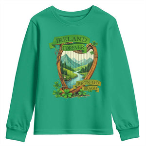 Irish Pride Youth Sweatshirt Ireland Forever Erin Go Bragh Harp Shamrock TS11 Irish Green Print Your Wear