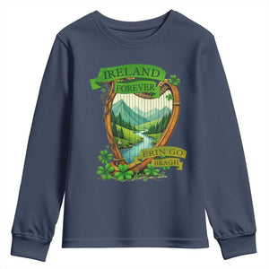 Irish Pride Youth Sweatshirt Ireland Forever Erin Go Bragh Harp Shamrock TS11 Navy Print Your Wear