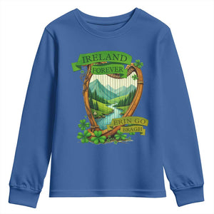 Irish Pride Youth Sweatshirt Ireland Forever Erin Go Bragh Harp Shamrock TS11 Royal Blue Print Your Wear
