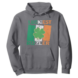 Funny St Patrick's Day Luckiest Rizzler Hoodie Vintage Ireland Flag Shamrock TS11 Charcoal Print Your Wear