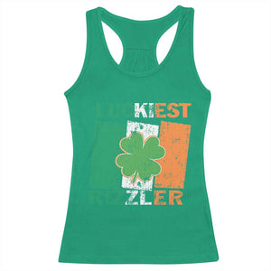 Funny St Patrick's Day Luckiest Rizzler Racerback Tank Top Vintage Ireland Flag Shamrock TS11 Irish Green Print Your Wear