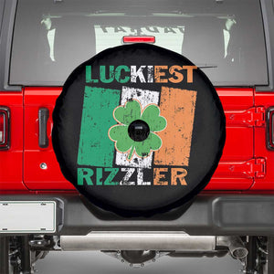 Funny St Patrick's Day Luckiest Rizzler Spare Tire Cover Vintage Ireland Flag Shamrock TS11 Black Print Your Wear