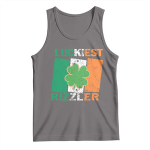 Funny St Patrick's Day Luckiest Rizzler Tank Top Vintage Ireland Flag Shamrock TS11 Deep Heather Print Your Wear