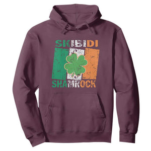 Funny St Patrick's Day Skibidi Shamrock Hoodie Vintage Ireland Flag Shamrock TS11 Maroon Print Your Wear