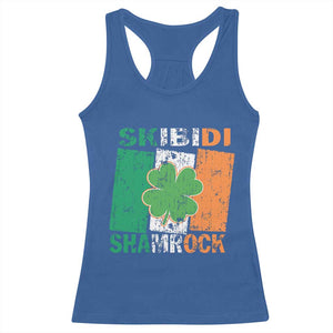 Funny St Patrick's Day Skibidi Shamrock Racerback Tank Top Vintage Ireland Flag Shamrock TS11 Royal Blue Print Your Wear