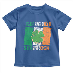 Funny St Patrick's Day Skibidi Shamrock Toddler T Shirt Vintage Ireland Flag Shamrock TS11 Royal Blue Print Your Wear