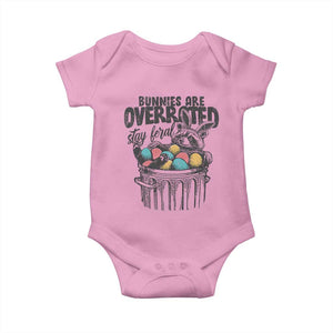 Funny Easter Day Racoon Baby Onesie Bunnies Are Overrated Stay Feral Eggs TS11 Light Pink Print Your Wear