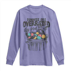 Funny Easter Day Racoon Long Sleeve Shirt Bunnies Are Overrated Stay Feral Eggs TS11 Violet Print Your Wear