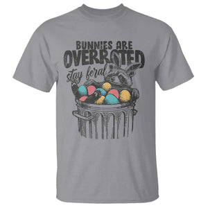 Funny Easter Day Racoon T Shirt Bunnies Are Overrated Stay Feral Eggs TS11 Sport Gray Print Your Wear