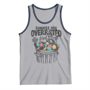 Funny Easter Day Racoon Tank Top Bunnies Are Overrated Stay Feral Eggs TS11 Athletic Heather Navy Print Your Wear