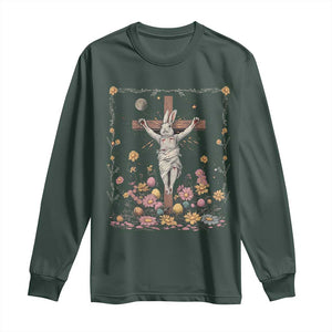 Christian Religious Easter Day Bunny Floral Christ Jesus Long Sleeve Shirt TS11 Dark Forest Green Print Your Wear