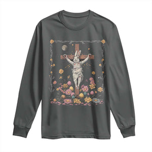 Christian Religious Easter Day Bunny Floral Christ Jesus Long Sleeve Shirt TS11 Dark Heather Print Your Wear