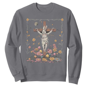 Christian Religious Easter Day Bunny Floral Christ Jesus Sweatshirt TS11 Charcoal Print Your Wear