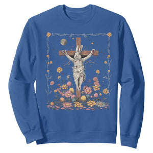 Christian Religious Easter Day Bunny Floral Christ Jesus Sweatshirt TS11 Royal Blue Print Your Wear