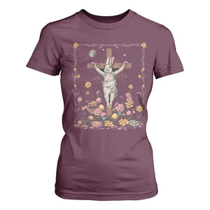 Christian Religious Easter Day Bunny Floral Christ Jesus T Shirt For Women TS11 Maroon Print Your Wear