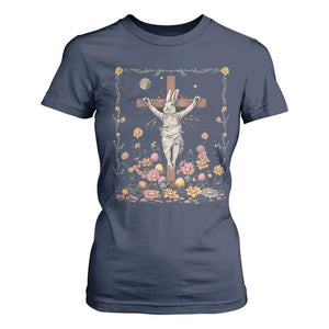 Christian Religious Easter Day Bunny Floral Christ Jesus T Shirt For Women TS11 Navy Print Your Wear
