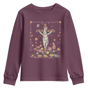 Christian Religious Easter Day Bunny Floral Christ Jesus Youth Sweatshirt TS11 Maroon Print Your Wear