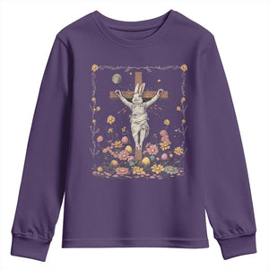Christian Religious Easter Day Bunny Floral Christ Jesus Youth Sweatshirt TS11 Purple Print Your Wear