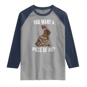 Funny You Want A Piece Of Me Raglan Shirt Chocolate Easter Bunny TS11 Sport Gray Navy Print Your Wear