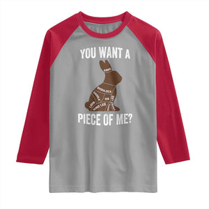 Funny You Want A Piece Of Me Raglan Shirt Chocolate Easter Bunny TS11 Sport Gray Red Print Your Wear
