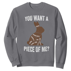 Funny You Want A Piece Of Me Sweatshirt Chocolate Easter Bunny TS11 Charcoal Print Your Wear