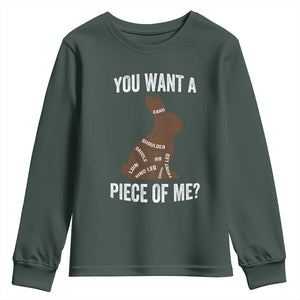 Funny You Want A Piece Of Me Youth Sweatshirt Chocolate Easter Bunny TS11 Dark Forest Green Print Your Wear