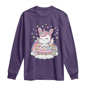 Funny Easter Unicorn Bunny Easter Eggs Long Sleeve Shirt TS11 Purple Print Your Wear