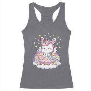 Funny Easter Unicorn Bunny Easter Eggs Racerback Tank Top TS11 Charcoal Print Your Wear