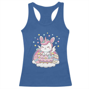 Funny Easter Unicorn Bunny Easter Eggs Racerback Tank Top TS11 Royal Blue Print Your Wear
