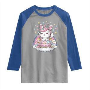 Funny Easter Unicorn Bunny Easter Eggs Raglan Shirt TS11 Sport Gray Royal Print Your Wear